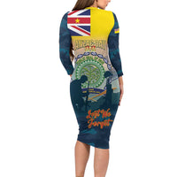 Niue ANZAC Day Long Sleeve Bodycon Dress We Will Remember Them Camouflage Style LT14 - Polynesian Pride
