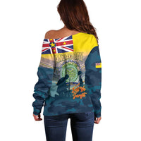 Niue ANZAC Day Off Shoulder Sweater We Will Remember Them Camouflage Style