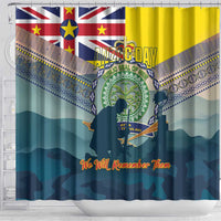 Niue ANZAC Day Shower Curtain We Will Remember Them Camouflage Style