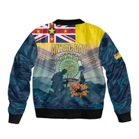 Niue ANZAC Day Sleeve Zip Bomber Jacket We Will Remember Them Camouflage Style