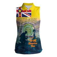 Niue ANZAC Day Women Sleeveless Polo Shirt We Will Remember Them Camouflage Style