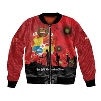 Tonga ANZAC Day Bomber Jacket Ngatu Pattern We Will Remember Them