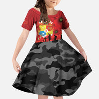 Tonga ANZAC Day Family Matching Off The Shoulder Long Sleeve Dress and Hawaiian Shirt Ngatu Pattern We Will Remember Them