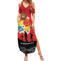 Tonga ANZAC Day Family Matching Summer Maxi Dress and Hawaiian Shirt Ngatu Pattern We Will Remember Them