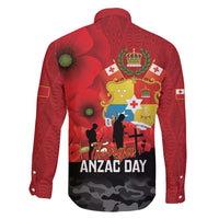 Tonga ANZAC Day Family Matching Tank Maxi Dress and Hawaiian Shirt Ngatu Pattern We Will Remember Them