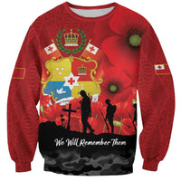 Tonga ANZAC Day Sweatshirt Ngatu Pattern We Will Remember Them