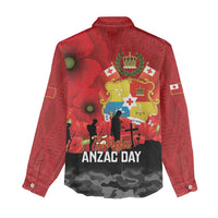 Tonga ANZAC Day Women Casual Shirt Ngatu Pattern We Will Remember Them