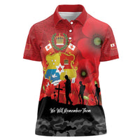 Tonga ANZAC Day Women Polo Shirt Ngatu Pattern We Will Remember Them
