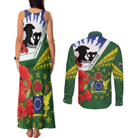 Cook Islands ANZAC Day Couples Matching Tank Maxi Dress and Long Sleeve Button Shirt Last Post Lest We Forget