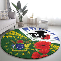 Cook Islands ANZAC Day Round Carpet Last Post Lest We Forget