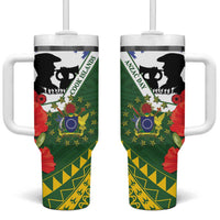 Cook Islands ANZAC Day Tumbler With Handle Last Post Lest We Forget LT14 One Size: 40 oz Green - Polynesian Pride