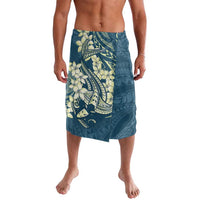 Cyan Polynesia Hammerhead Shark Tattoo With Plumeria Lei Lavalava