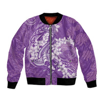 Purple Polynesia Hammerhead Shark Tattoo With Plumeria Lei Bomber Jacket LT14 Unisex Purple - Polynesian Pride