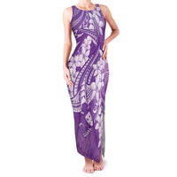 Purple Polynesia Hammerhead Shark Tattoo With Plumeria Lei Family Matching Tank Maxi Dress and Hawaiian Shirt