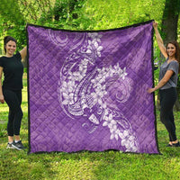 Purple Polynesia Hammerhead Shark Tattoo With Plumeria Lei Quilt LT14 - Polynesian Pride