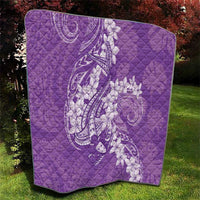 Purple Polynesia Hammerhead Shark Tattoo With Plumeria Lei Quilt LT14 - Polynesian Pride