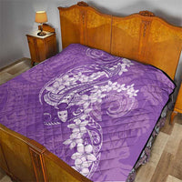 Purple Polynesia Hammerhead Shark Tattoo With Plumeria Lei Quilt LT14 - Polynesian Pride