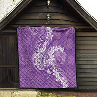 Purple Polynesia Hammerhead Shark Tattoo With Plumeria Lei Quilt LT14 - Polynesian Pride