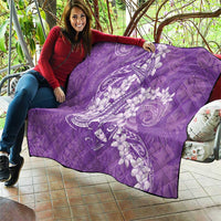 Purple Polynesia Hammerhead Shark Tattoo With Plumeria Lei Quilt LT14 - Polynesian Pride