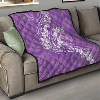 Purple Polynesia Hammerhead Shark Tattoo With Plumeria Lei Quilt LT14 - Polynesian Pride