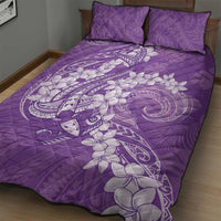 Purple Polynesia Hammerhead Shark Tattoo With Plumeria Lei Quilt Bed Set