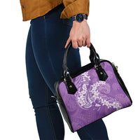 Purple Polynesia Hammerhead Shark Tattoo With Plumeria Lei Shoulder Handbag