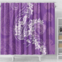 Purple Polynesia Hammerhead Shark Tattoo With Plumeria Lei Shower Curtain