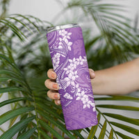 Purple Polynesia Hammerhead Shark Tattoo With Plumeria Lei Skinny Tumbler LT14 - Polynesian Pride