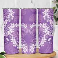 Purple Polynesia Hammerhead Shark Tattoo With Plumeria Lei Skinny Tumbler LT14 - Polynesian Pride