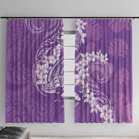 Purple Polynesia Hammerhead Shark Tattoo With Plumeria Lei Window Curtain