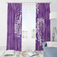 Purple Polynesia Hammerhead Shark Tattoo With Plumeria Lei Window Curtain