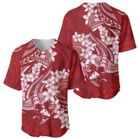 Red Polynesia Hammerhead Shark Tattoo With Plumeria Lei Baseball Jersey LT14 - Polynesian Pride