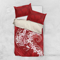 Red Polynesia Hammerhead Shark Tattoo With Plumeria Lei Bedding Set