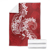 Red Polynesia Hammerhead Shark Tattoo With Plumeria Lei Blanket