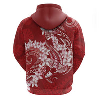 Red Polynesia Hammerhead Shark Tattoo With Plumeria Lei Hoodie