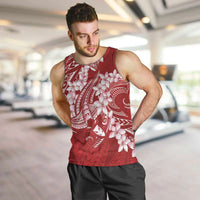 Red Polynesia Hammerhead Shark Tattoo With Plumeria Lei Men Tank Top