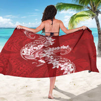 Red Polynesia Hammerhead Shark Tattoo With Plumeria Lei Sarong LT14 - Polynesian Pride