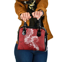 Red Polynesia Hammerhead Shark Tattoo With Plumeria Lei Shoulder Handbag LT14 One Size Red - Polynesian Pride