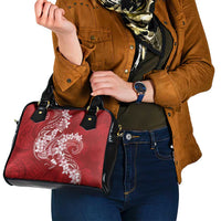 Red Polynesia Hammerhead Shark Tattoo With Plumeria Lei Shoulder Handbag LT14 - Polynesian Pride