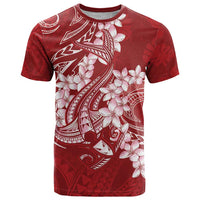 Red Polynesia Hammerhead Shark Tattoo With Plumeria Lei T Shirt LT14 Red - Polynesian Pride