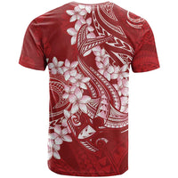 Red Polynesia Hammerhead Shark Tattoo With Plumeria Lei T Shirt LT14 - Polynesian Pride