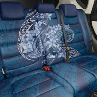Navy Blue Polynesia Hammerhead Shark Tattoo With Plumeria Lei Back Car Seat Cover