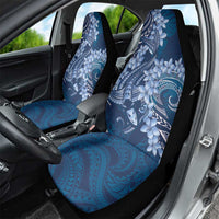 Navy Blue Polynesia Hammerhead Shark Tattoo With Plumeria Lei Car Seat Cover