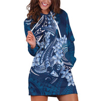 Navy Blue Polynesia Hammerhead Shark Tattoo With Plumeria Lei Hoodie Dress