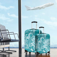Teal Polynesia Hammerhead Shark Tattoo With Plumeria Lei Luggage Cover LT14 - Polynesian Pride