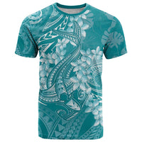 Teal Polynesia Hammerhead Shark Tattoo With Plumeria Lei T Shirt LT14 Teal - Polynesian Pride