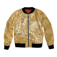 Yellow Polynesia Hammerhead Shark Tattoo With Plumeria Lei Bomber Jacket LT14 Unisex Yellow - Polynesian Pride