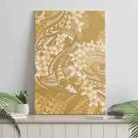 Yellow Polynesia Hammerhead Shark Tattoo With Plumeria Lei Canvas Wall Art
