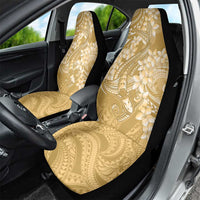 Yellow Polynesia Hammerhead Shark Tattoo With Plumeria Lei Car Seat Cover