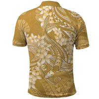 Yellow Polynesia Hammerhead Shark Tattoo With Plumeria Lei Polo Shirt